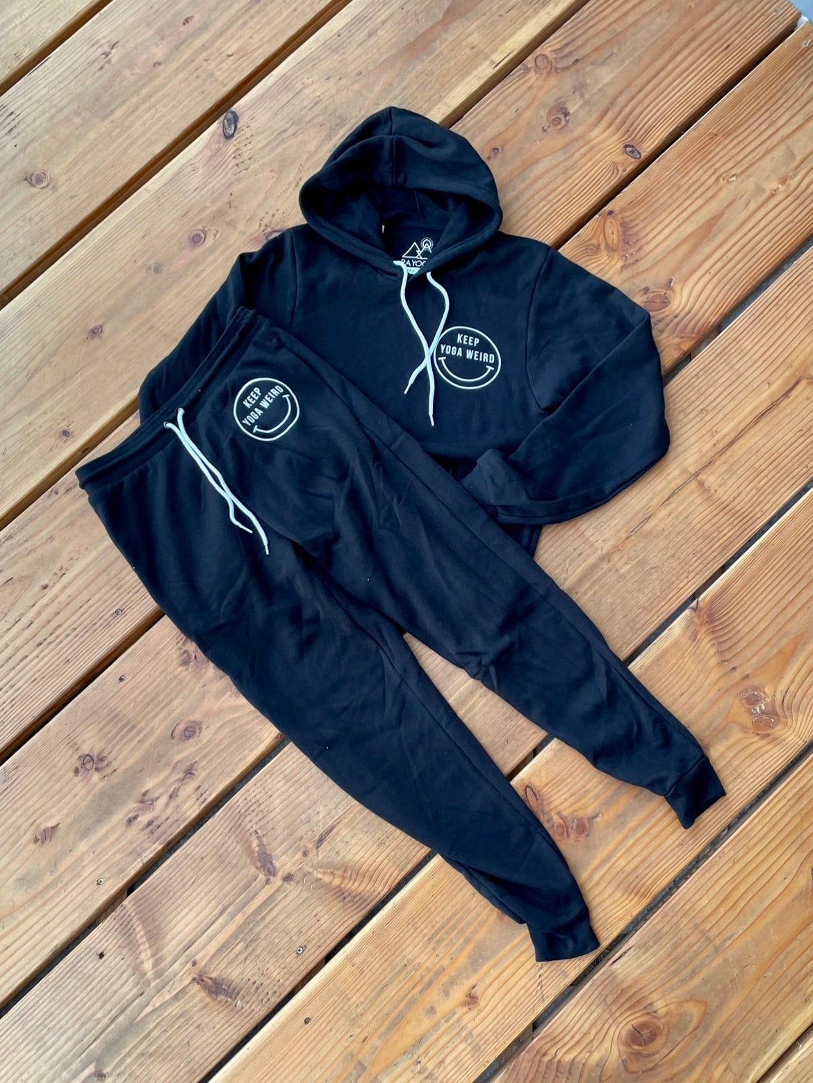 Black Keep Yoga Weird Pullover Hoodie